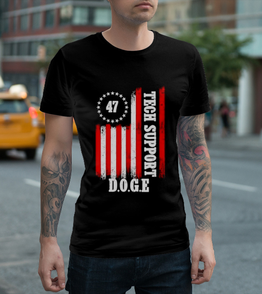 47 D.O.G.E. Tech Support American Flag T-Shirt