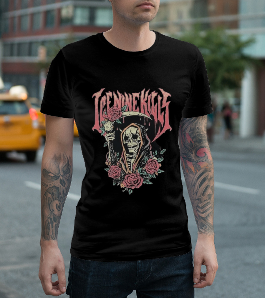 Ice Nine Kills Grim Reaper With Roses Tattoo T-Shirt