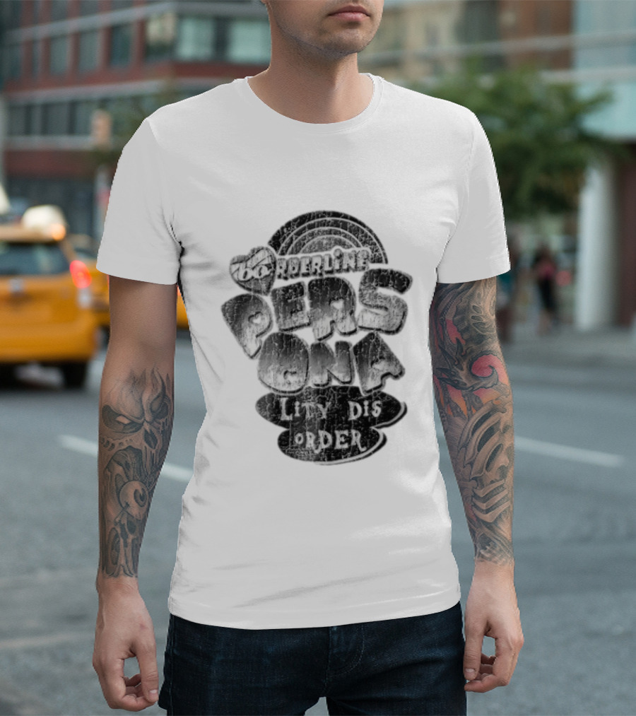 Borderline Personality Disorder Rainbow Heart Distressed T-Shirt