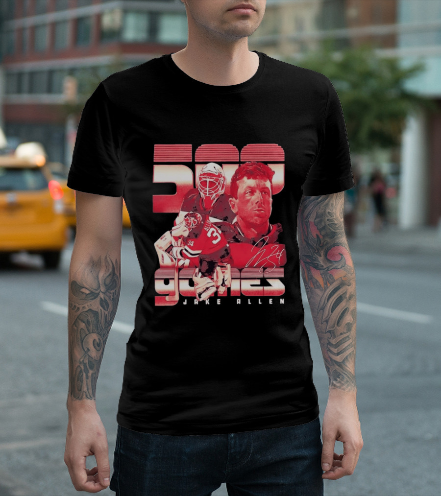 Jake Allen 500 Games New Jersey Devils Hockey 34 T-Shirt