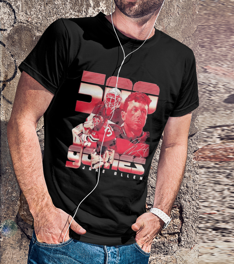 Jake Allen 500 Games New Jersey Devils Hockey 34 T-Shirt