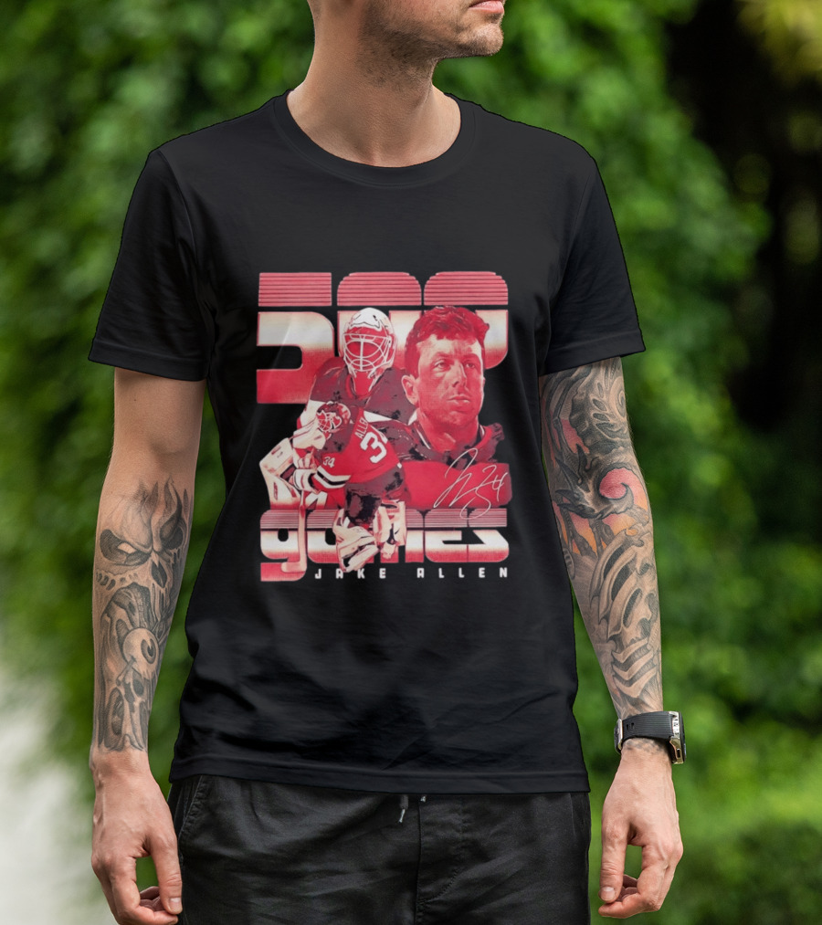 Jake Allen 500 Games New Jersey Devils Hockey 34 T-Shirt