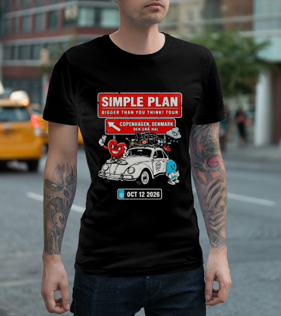 Simple Plan Bigger Than You Think Tour Copenhagen Denmark Oct 12 2026 T-Shirt