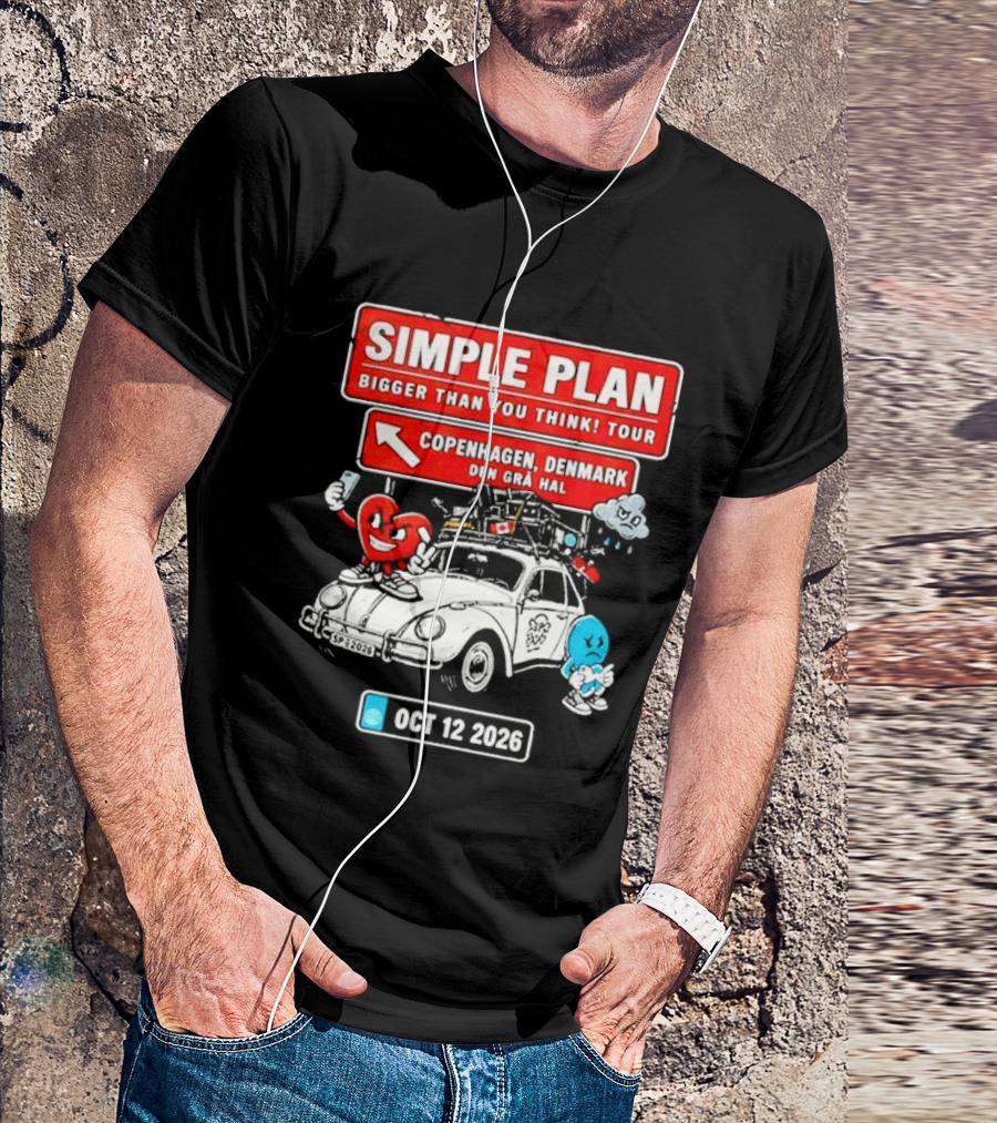 Simple Plan Bigger Than You Think Tour Copenhagen Denmark Oct 12 2026 T-Shirt