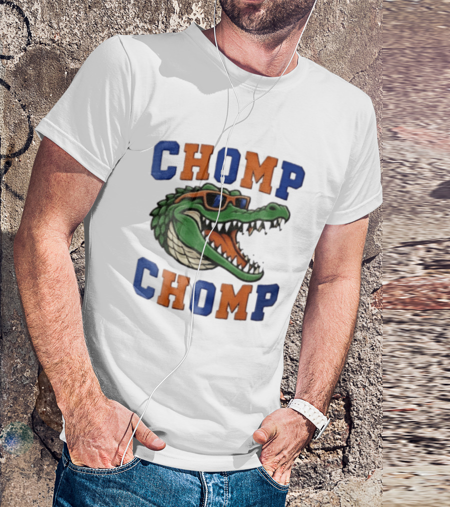 Florida Gators Chomp Chomp Alligator Wearing Sunglasses Cartoon T-Shirt