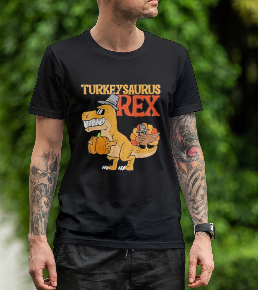 Turkeysaurus Rex Toddler Boys Thanksgiving Dab Turkey Dino 2024 T-Shirt