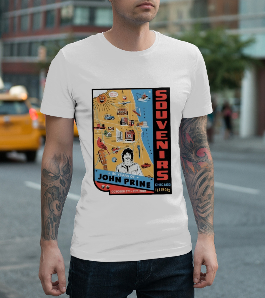 Souvenirs John Prine 80 Years October 7 11 2026 Chicago Illinois T-Shirt