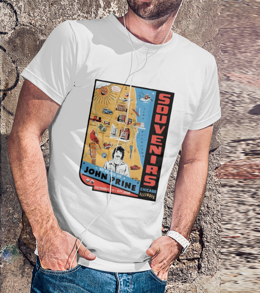 Souvenirs John Prine 80 Years October 7 11 2026 Chicago Illinois T-Shirt