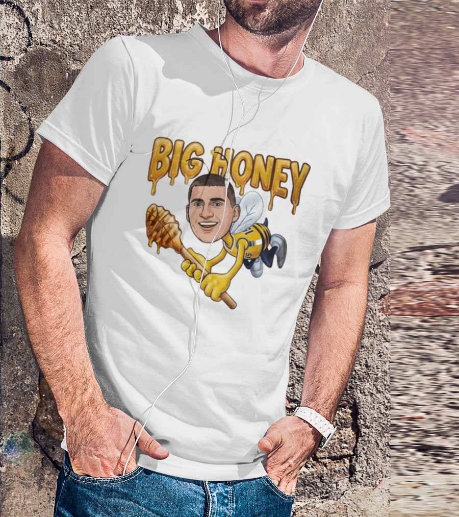 Big Honey 15 Denver Nuggets Nikola Jokic Caricature Drawing Buzzing Basketball Star T-Shirt