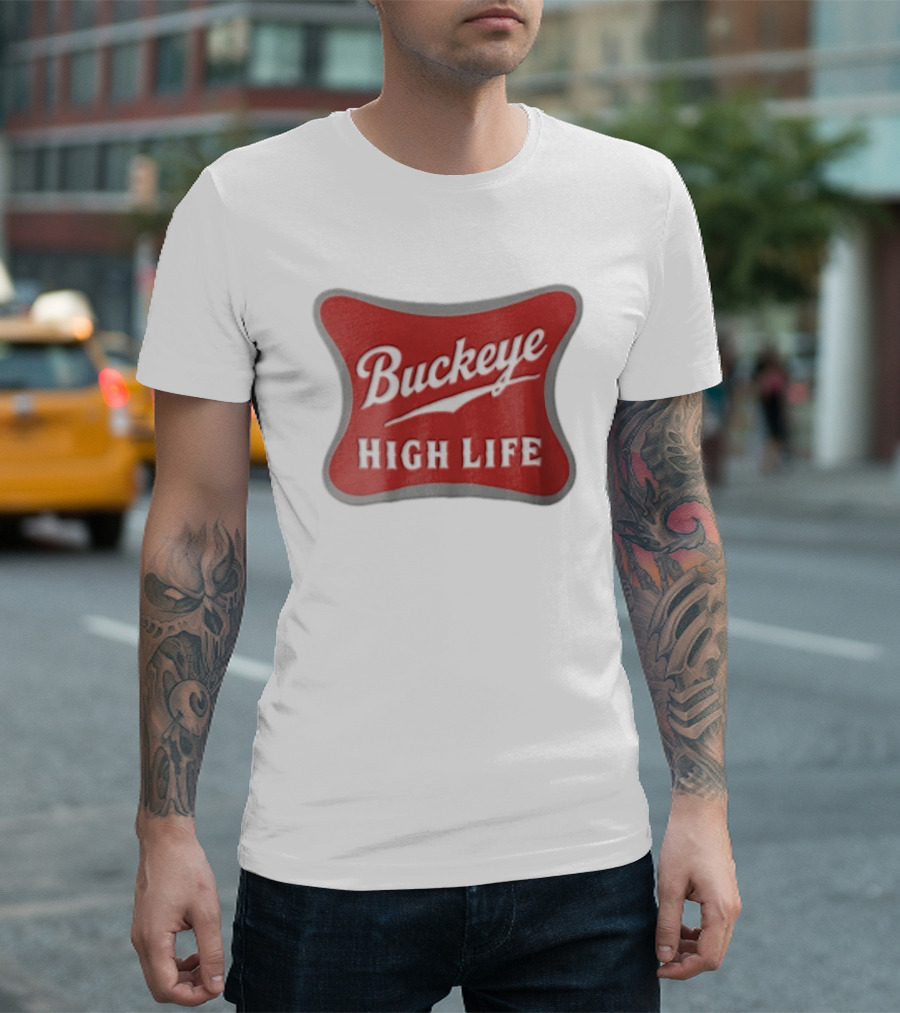 Buckeye High Life Red White Ohio State University T-Shirt