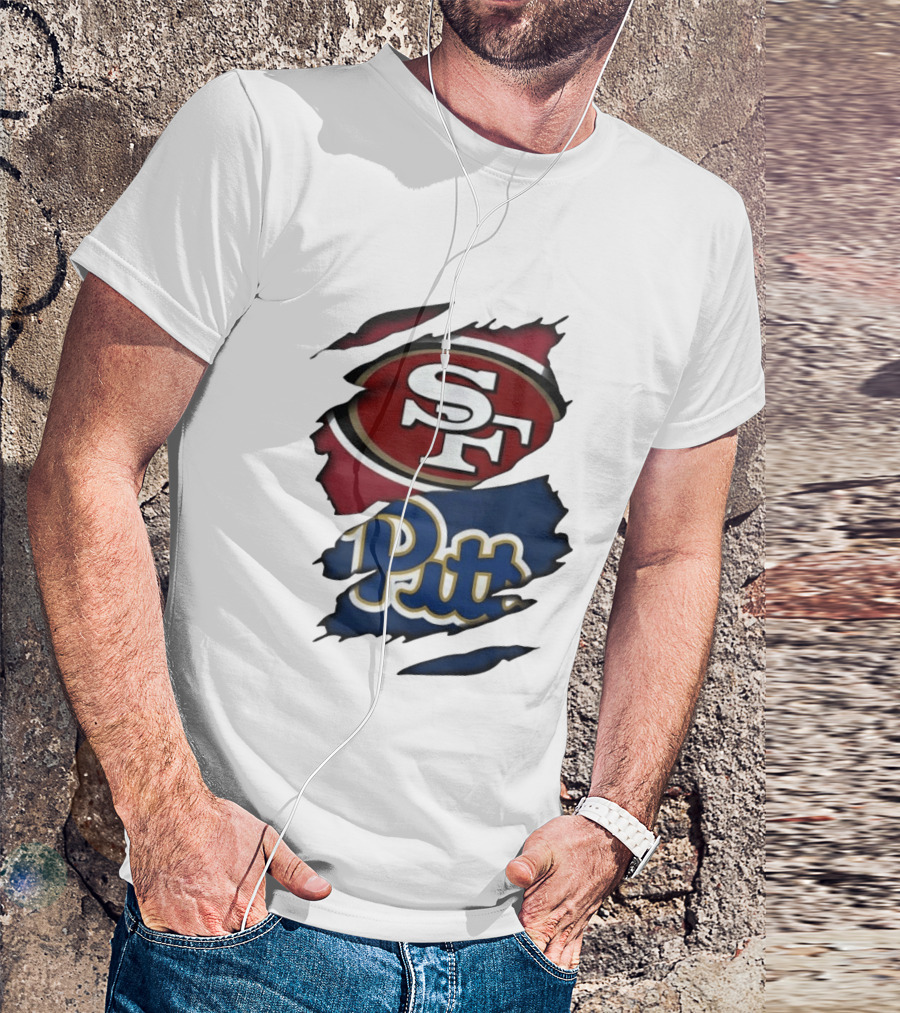 San Francisco 49ers SF Pittsburgh Panthers Pitt Distressed T-Shirt