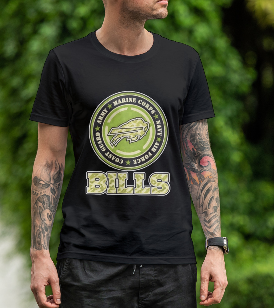 Buffalo Bills Camo Tribute Army Marine Corps Navy Air Force Coast Guard T-Shirt