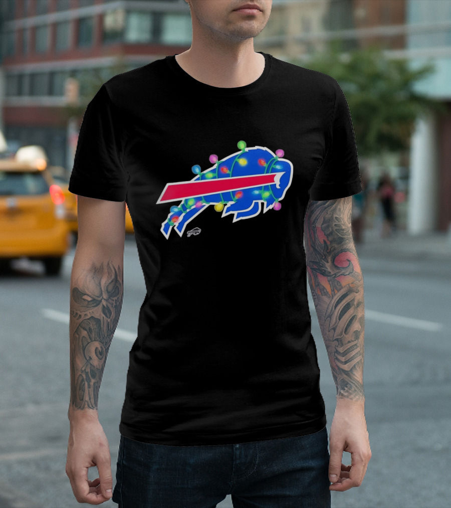 Buffalo Bills Christmas Holiday Lights Football Team Festive Celebration T-Shirt