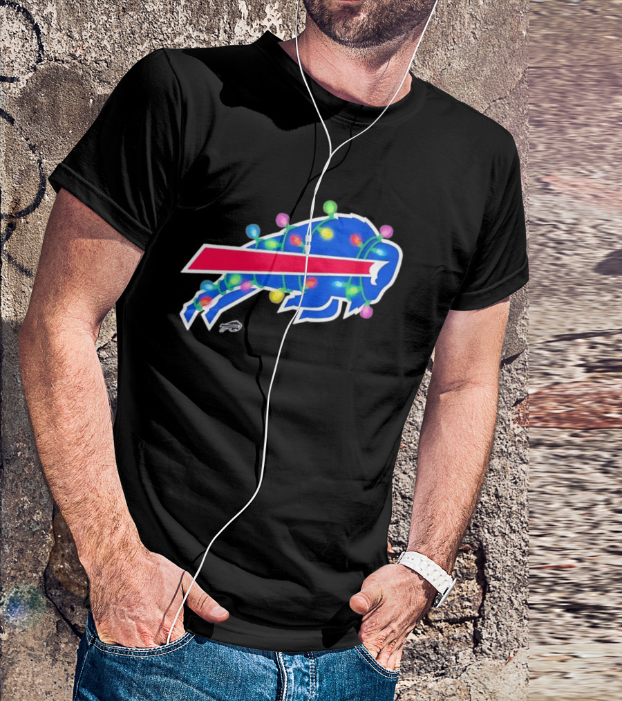 Buffalo Bills Christmas Holiday Lights Football Team Festive Celebration T-Shirt