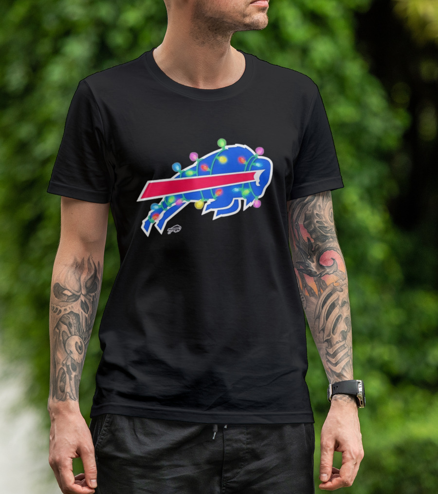 Buffalo Bills Christmas Holiday Lights Football Team Festive Celebration T-Shirt