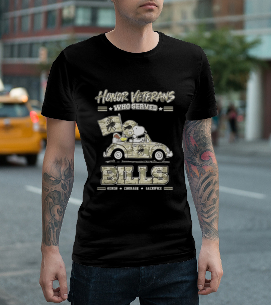 Buffalo Bills Peanuts Snoopy Honor Veterans Who Served T-Shirt