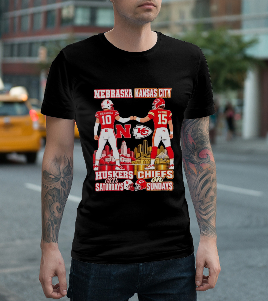 Nebraska Huskers Colandrea Saturdays Kansas City Chiefs Mahomes Sundays T-Shirt