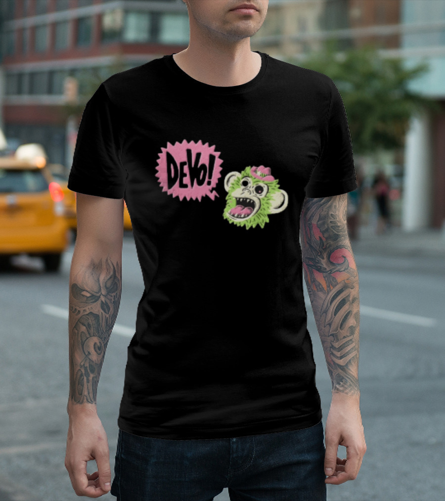 Devo Green Monkey Pink Hat T-Shirt