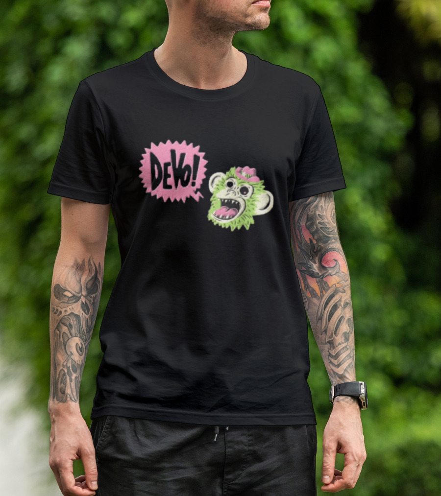 Devo Green Monkey Pink Hat T-Shirt