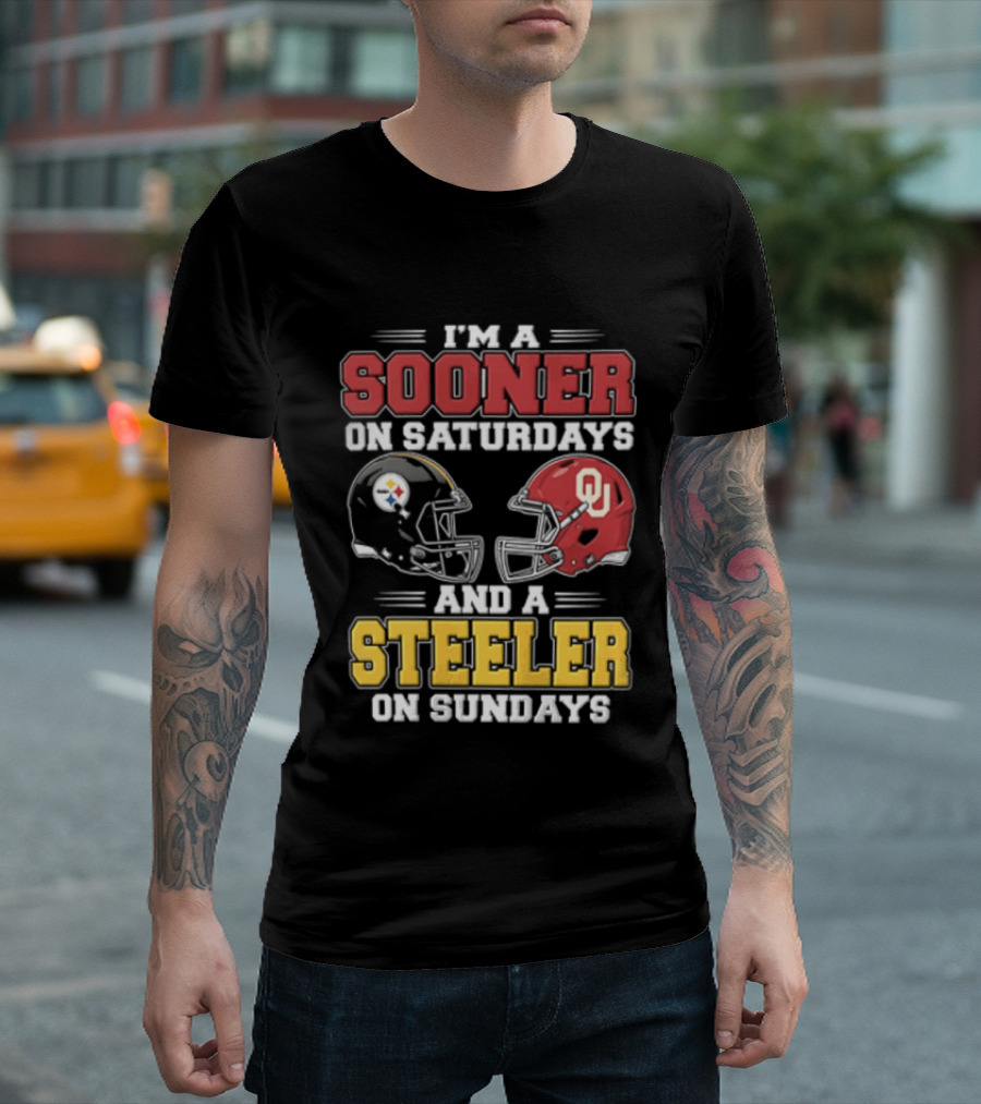 I'm A Sooner On Saturdays And A Steeler On Sundays OU And Pittsburgh Football Fan T-Shirt