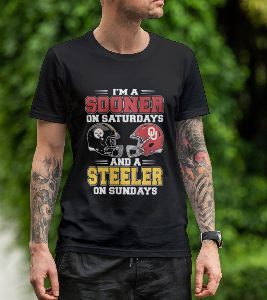 I'm A Sooner On Saturdays And A Steeler On Sundays OU And Pittsburgh Football Fan T-Shirt