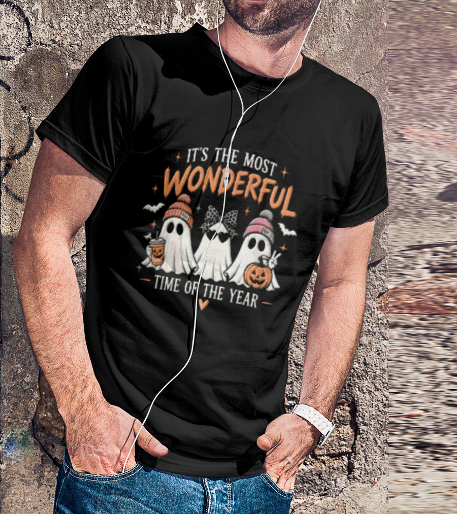 It's The Most Wonderful Time Of The Year Ghost Pumpkin Coffee Halloween T-Shirt