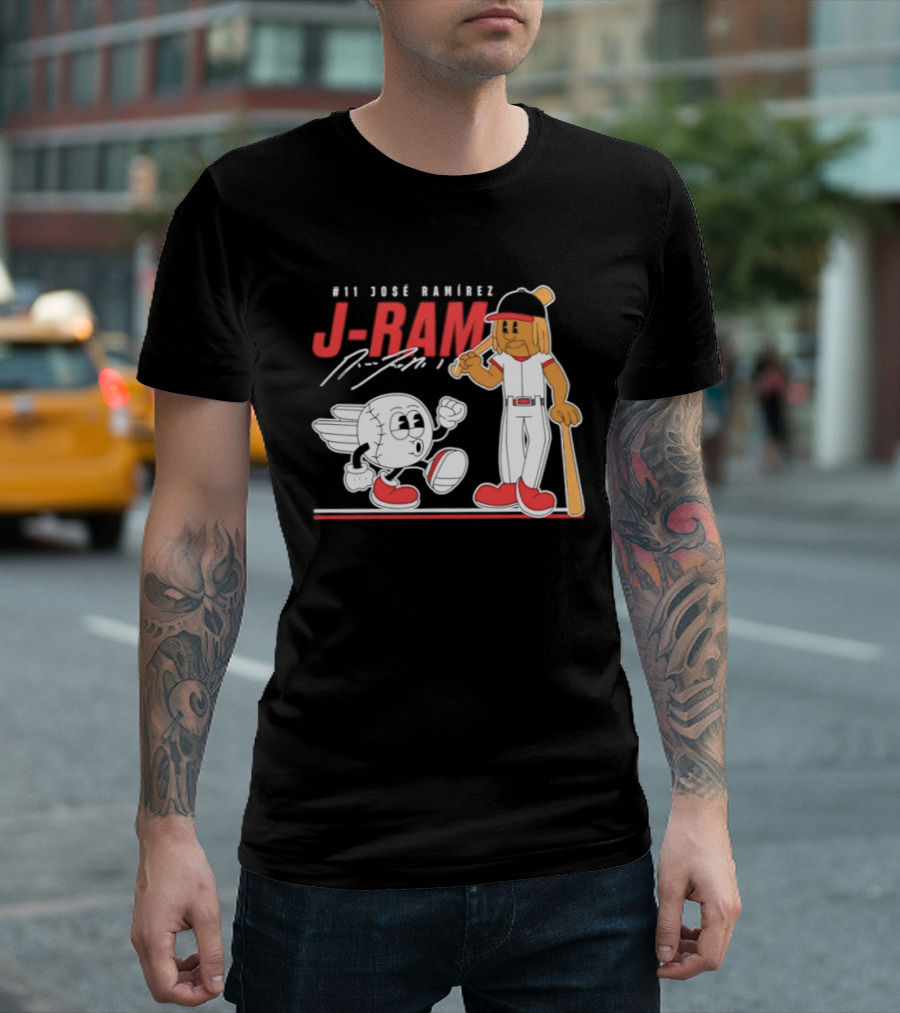 J Ram José Ramírez Number 11 Cleveland Guardians Baseball Cartoon Characters T-Shirt