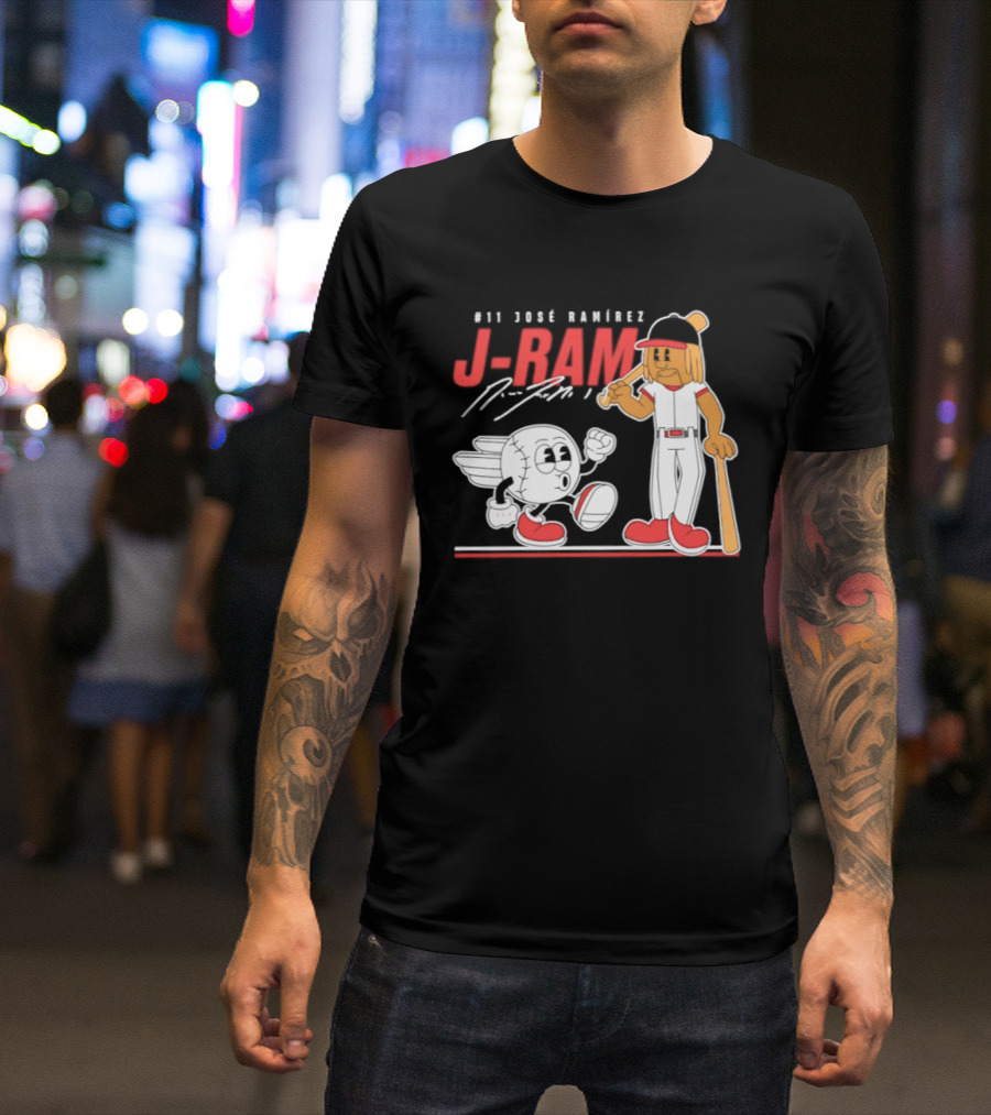 J Ram José Ramírez Number 11 Cleveland Guardians Baseball Cartoon Characters T-Shirt