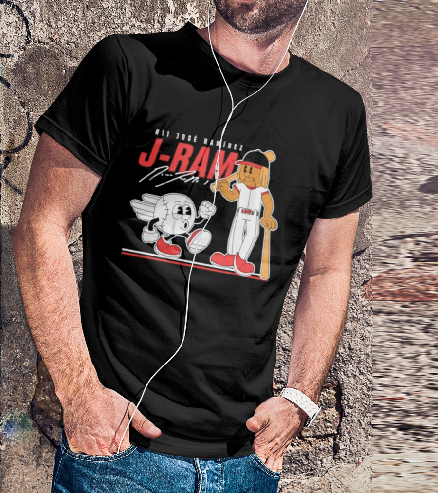 J Ram José Ramírez Number 11 Cleveland Guardians Baseball Cartoon Characters T-Shirt
