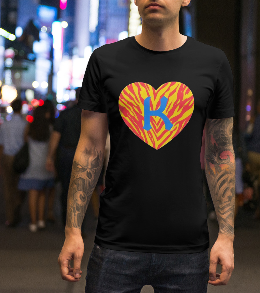 Kansas City Royals Heart Tiger Stripes MLB Baseball T-Shirt