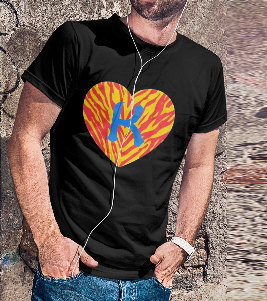 Kansas City Royals Heart Tiger Stripes MLB Baseball T-Shirt