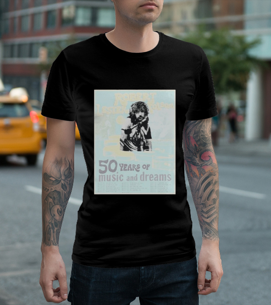Robert Lester Folsom 50 Years Of Music And Dreams Tour 2026 Atlanta GA To Brussels BE Dates Short Black T-Shirt