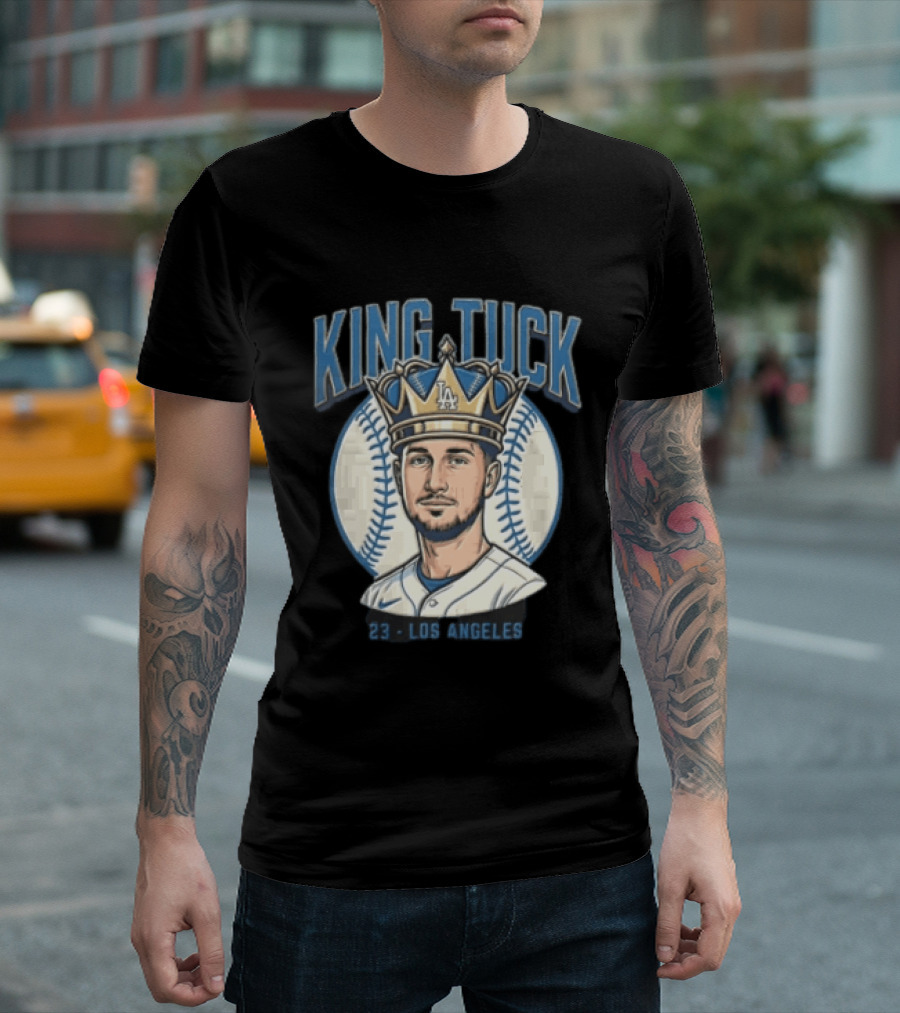 King Tuck Los Angeles Dodgers 23 Baseball Crown T-Shirt