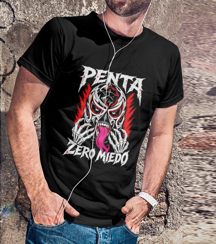 Penta El Zero Miedo Mask Long Tongue Wrestling T-Shirt