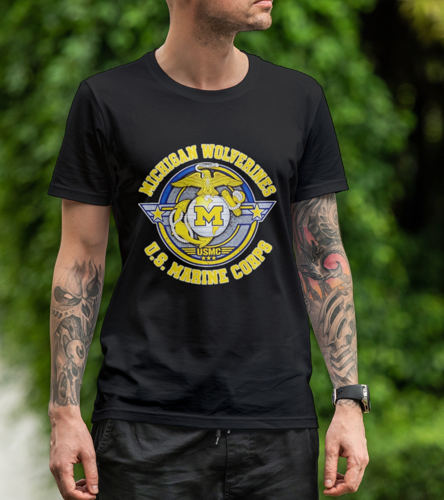 Michigan Wolverines US Marine Corps USMC Semper Fidelis T-Shirt