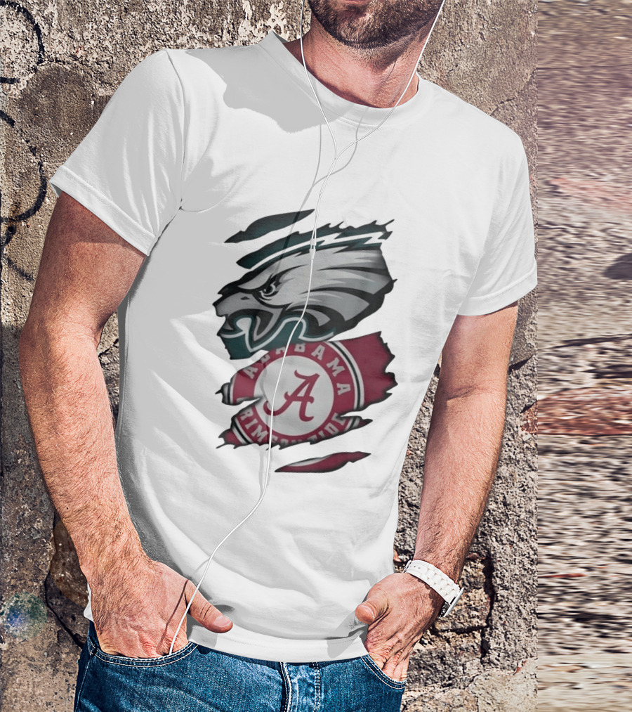 Philadelphia Eagles Alabama Crimson Tide Distressed Fan Gear T-Shirt