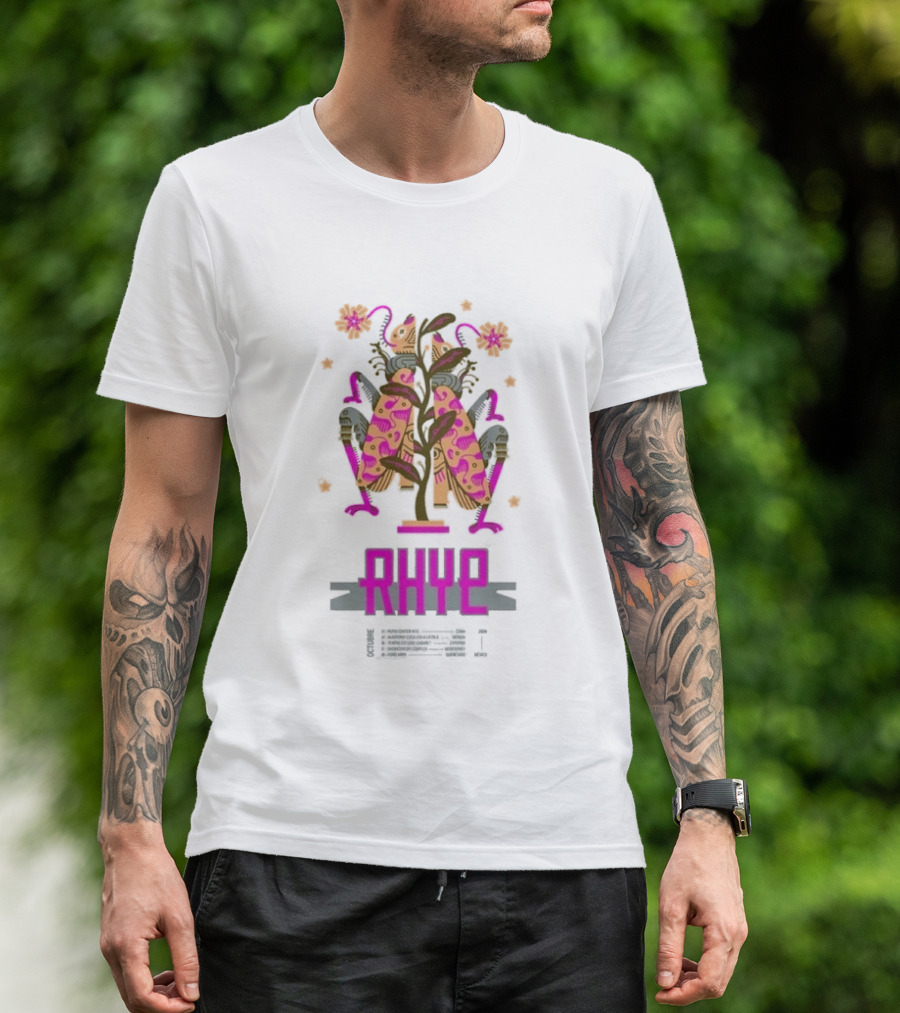 Rhye X Chepeshepe Mexico Tour 2026 Vibrant Floral And Creature Motif T-Shirt