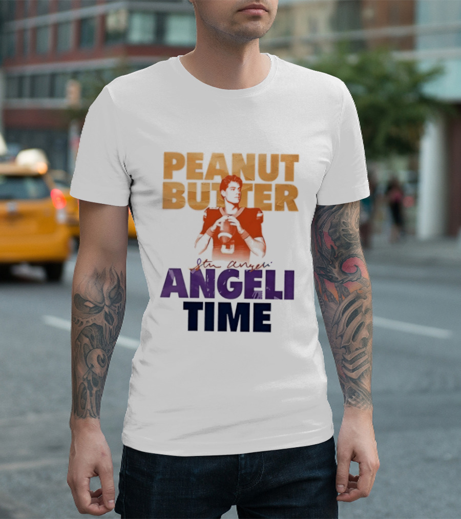 Peanut Butter Steve Angeli Time Football Player Holding Ball T-Shirt