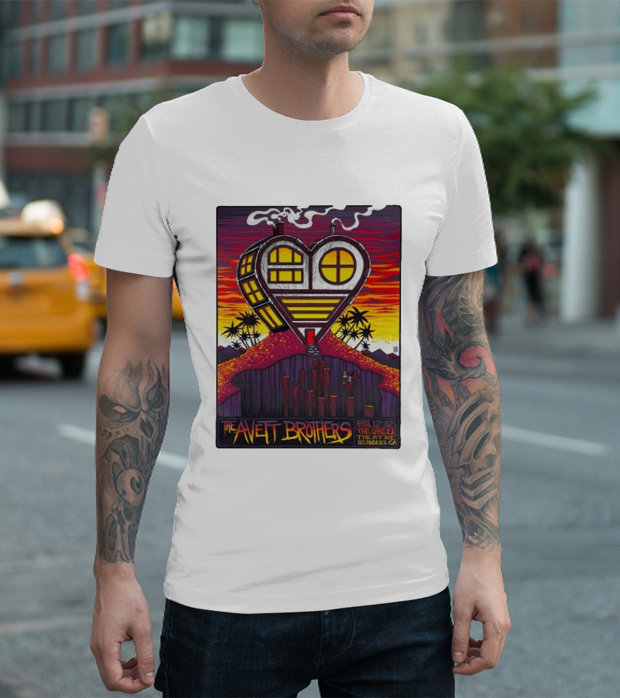 The Avett Brothers Heart Shaped House Greek Theater Los Angeles CA April 12 2025 T-Shirt