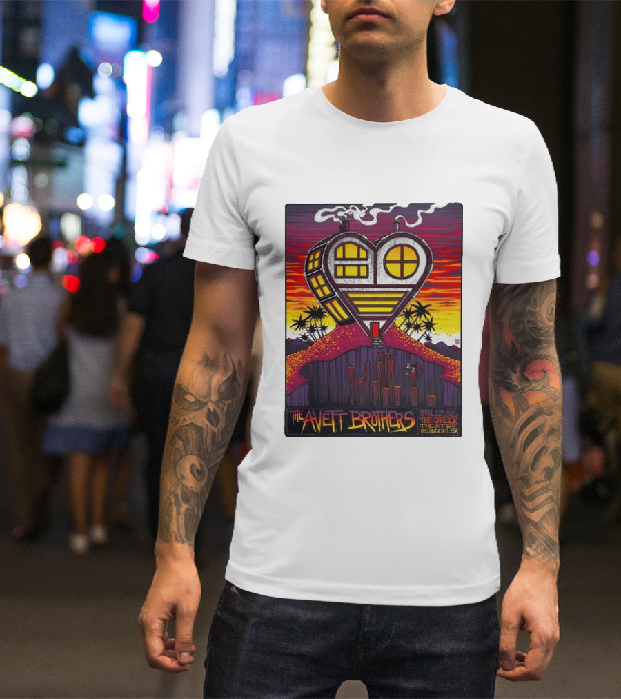 The Avett Brothers Heart Shaped House Greek Theater Los Angeles CA April 12 2025 T-Shirt
