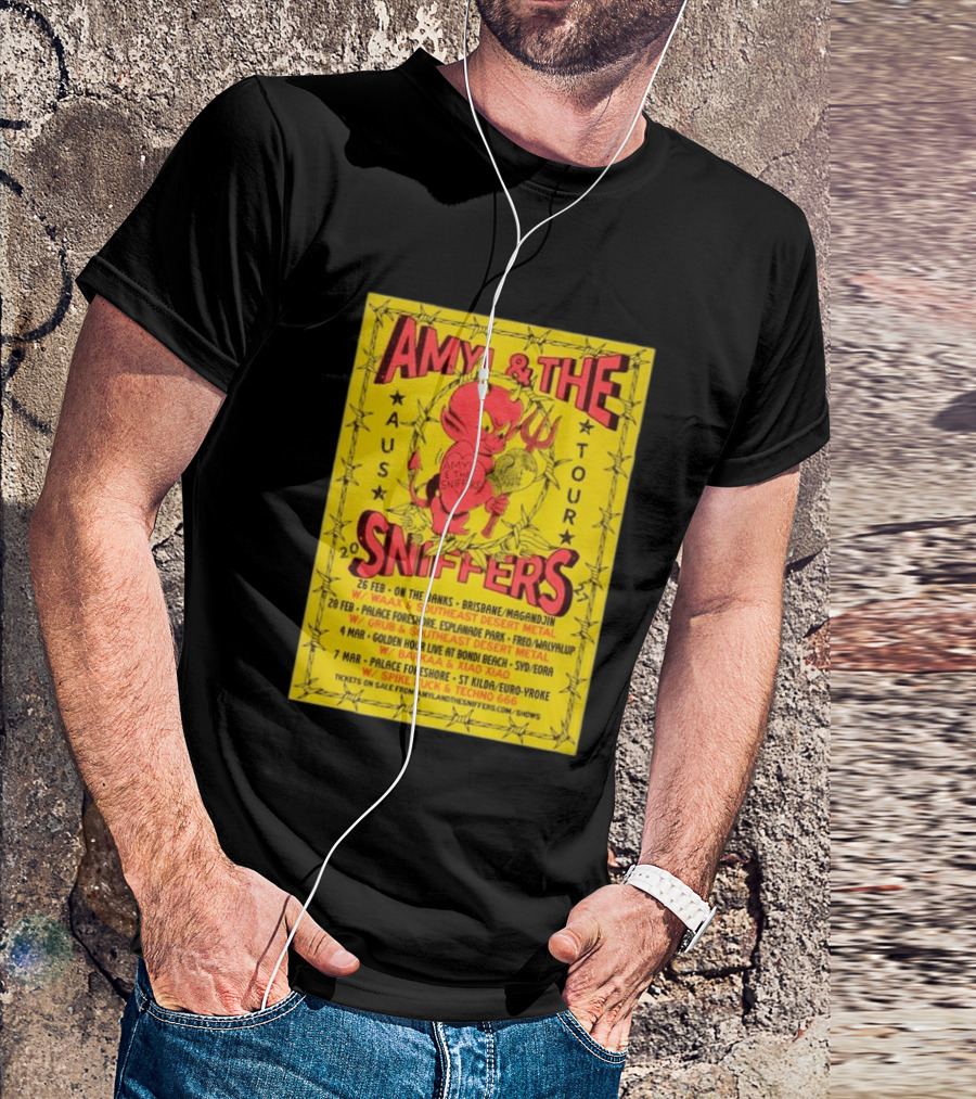 Amyl And The Sniffers Australian Tour 2024 Devil Brisbane Perth Sydney Punk Rock Band Dates T-Shirt