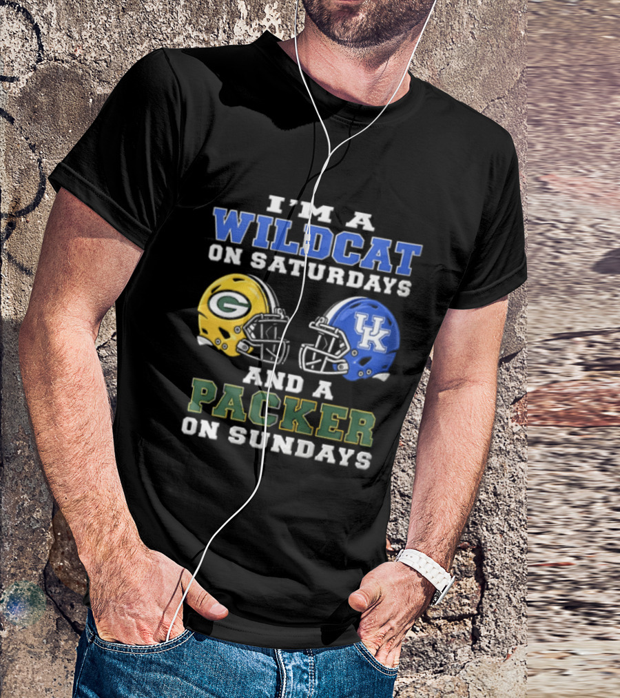 Wildcat Saturdays Packer Sundays Football Fans Kentucky Wisconsin T-Shirt