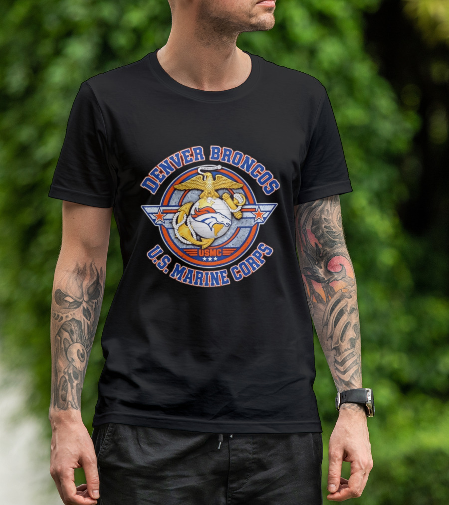 Denver Broncos US Marine Corps Semper Fidelis USMC T-Shirt