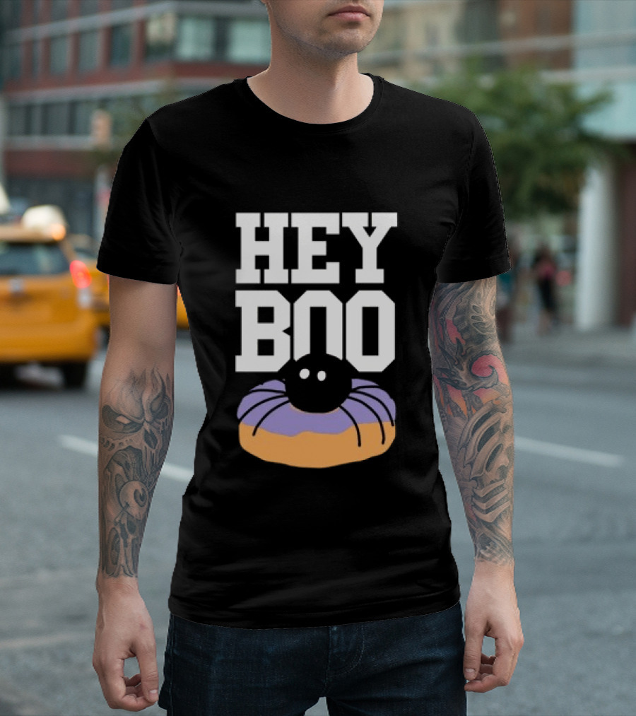 Hey Boo Spider On Donut Halloween Fun T-Shirt