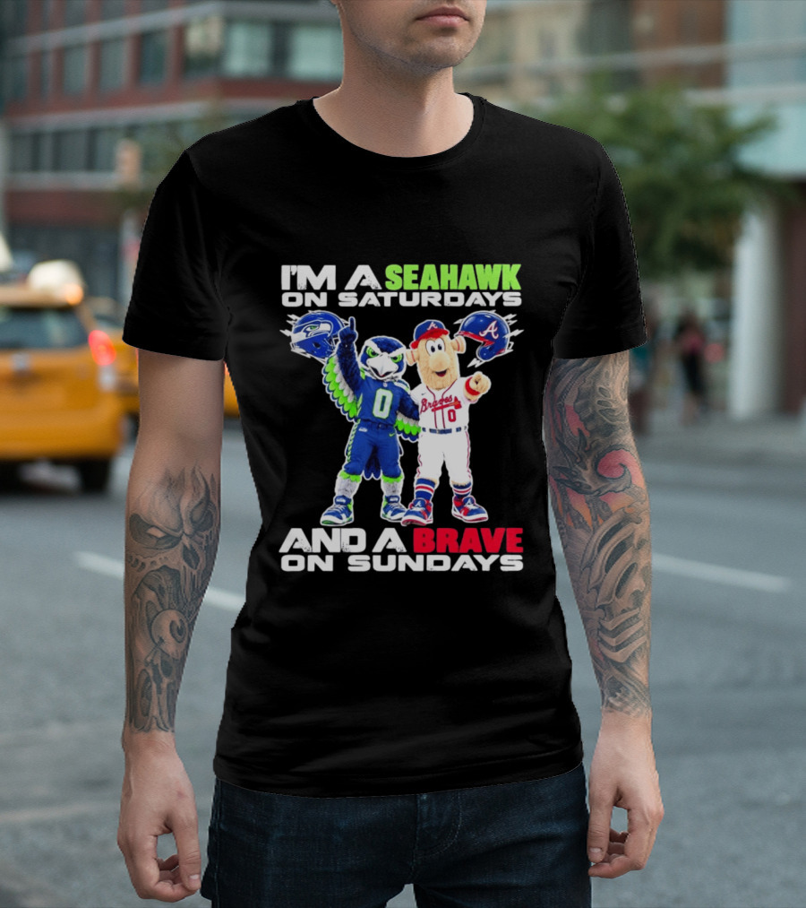 I'm A Seahawk On Saturdays And A Brave On Sundays T-Shirt