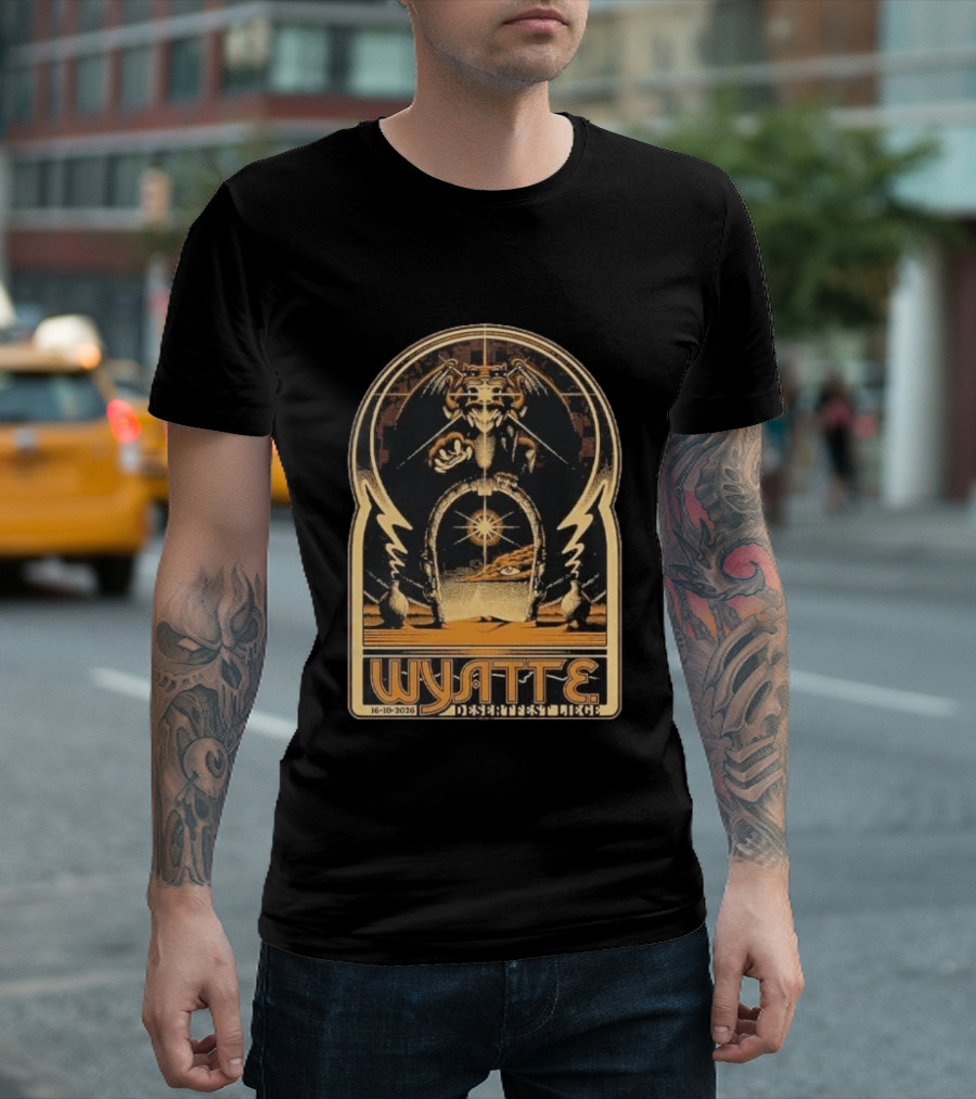 Wyatt E. Band Desertfest Belgium 2026 Liege October 16 Fantasy Dragon Portal Art Deco T-Shirt