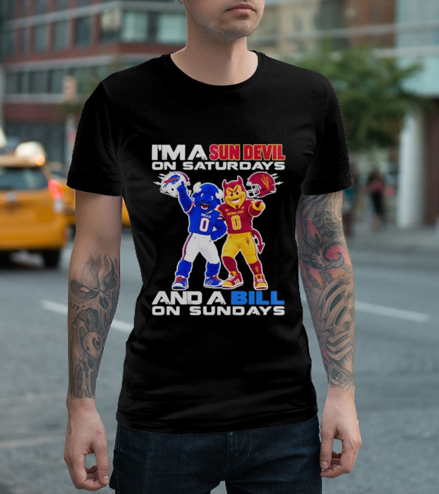 Arizona State Sun Devil Saturdays Buffalo Bills Sundays NFL College Football Fan T-Shirt