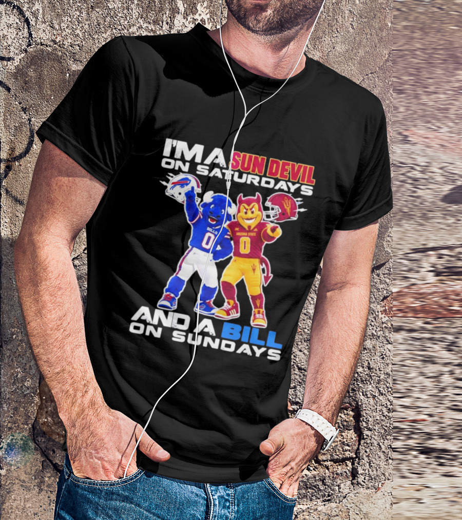 Arizona State Sun Devil Saturdays Buffalo Bills Sundays NFL College Football Fan T-Shirt