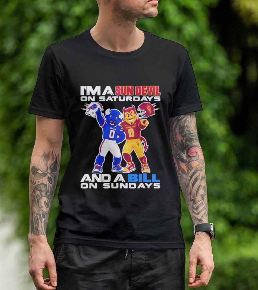 Arizona State Sun Devil Saturdays Buffalo Bills Sundays NFL College Football Fan T-Shirt