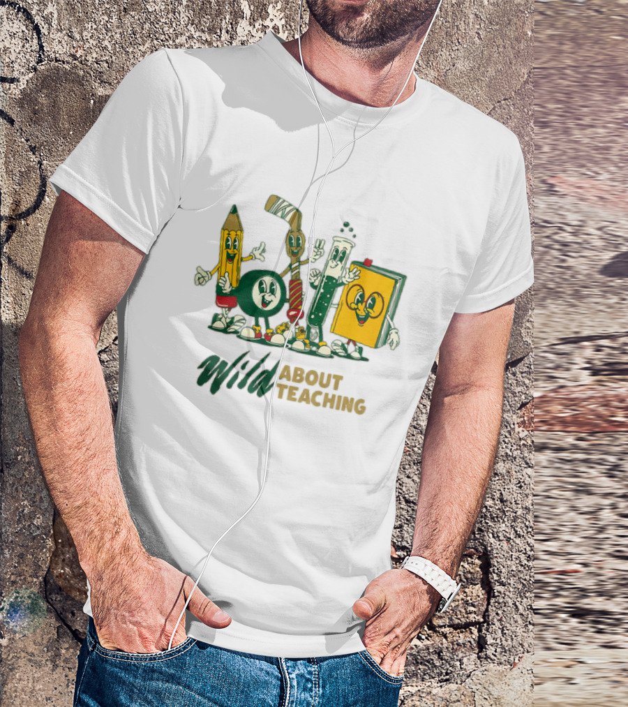 Wild About Teaching Pencil Crayon Book Test Tube Cartoons T-Shirt